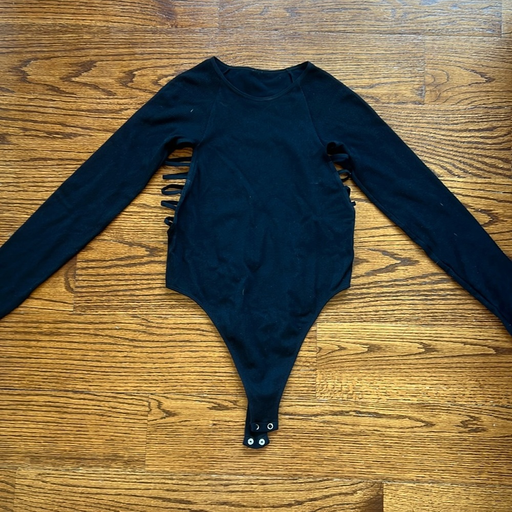 Mystique Boutique Ribbed Scoop Neck Side Cut Out Bodysuit